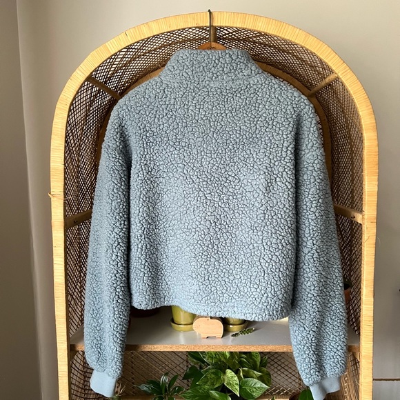 Dusty Blue Faux Shearling Sweater - Picture 7 of 7